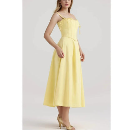 2 Piece Set Dresses - Yellow High Slit Two-Piece Dress - Perfect for Brunch & Vacations