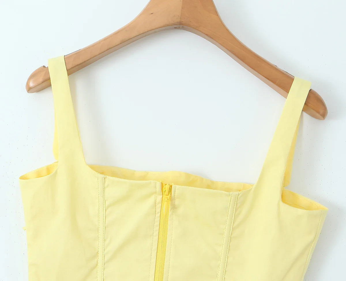 2 Piece Set Dresses - Yellow High Slit Two-Piece Dress - Perfect for Brunch & Vacations