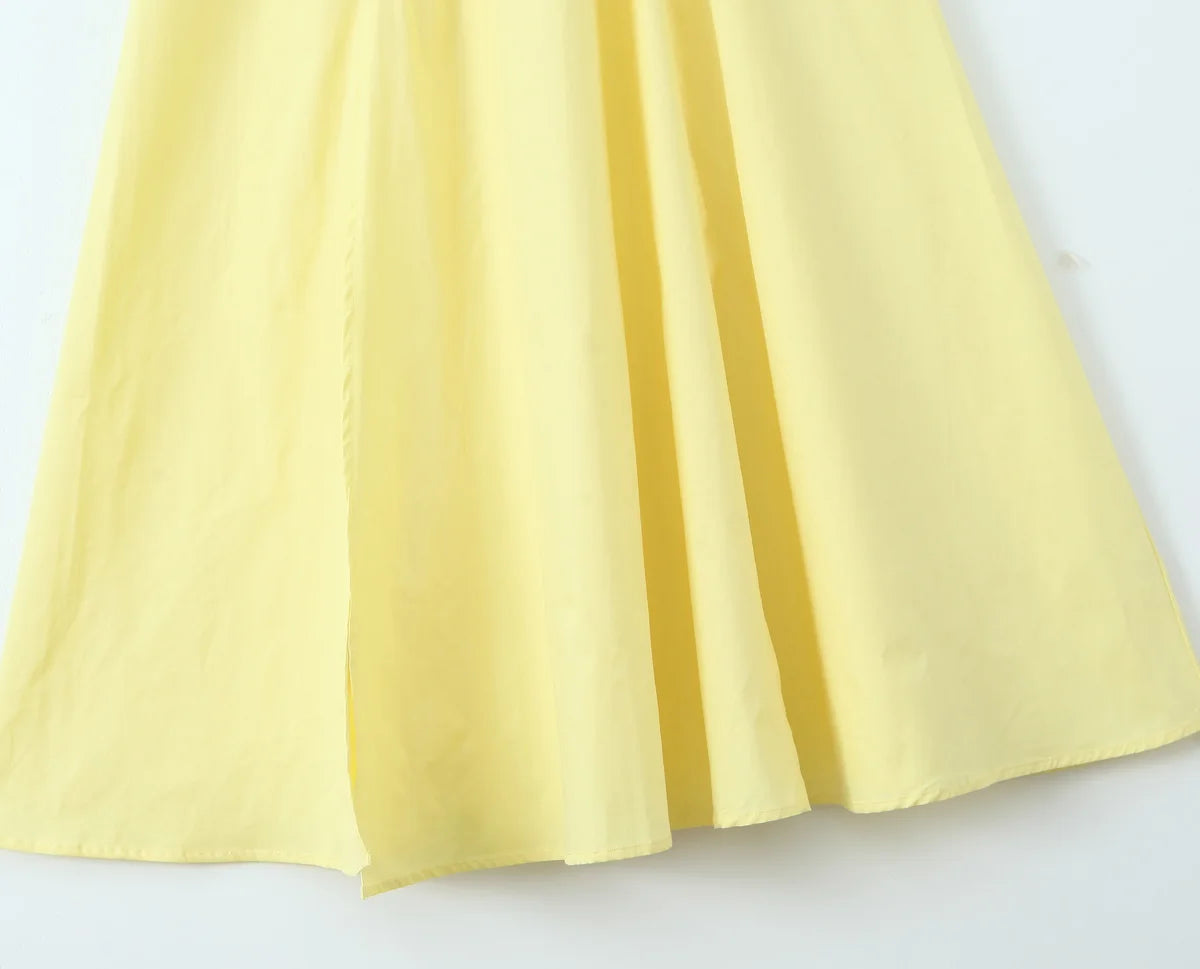 2 Piece Set Dresses - Yellow High Slit Two-Piece Dress - Perfect for Brunch & Vacations