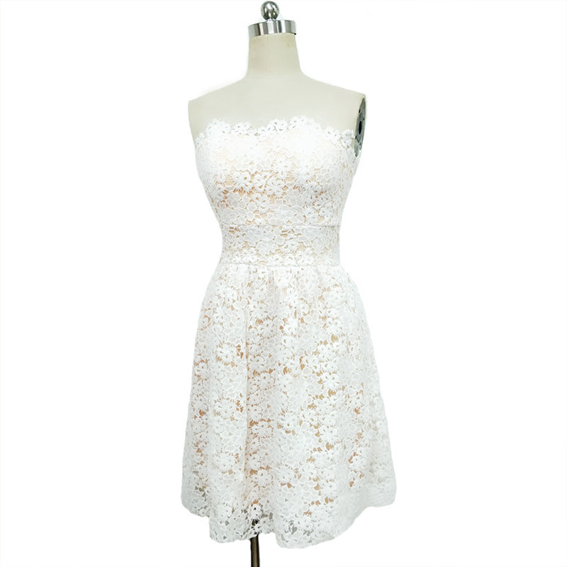 Floral Lace Sweetheart-Neck Party Mini Dress