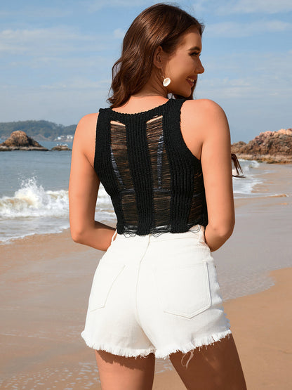 Beach Babe Essential Débardeur court en tricot vieilli pour femme