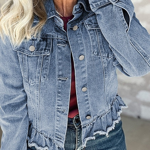 Denim Jackets - Solid Color Single Row Multi-buckle Jacket