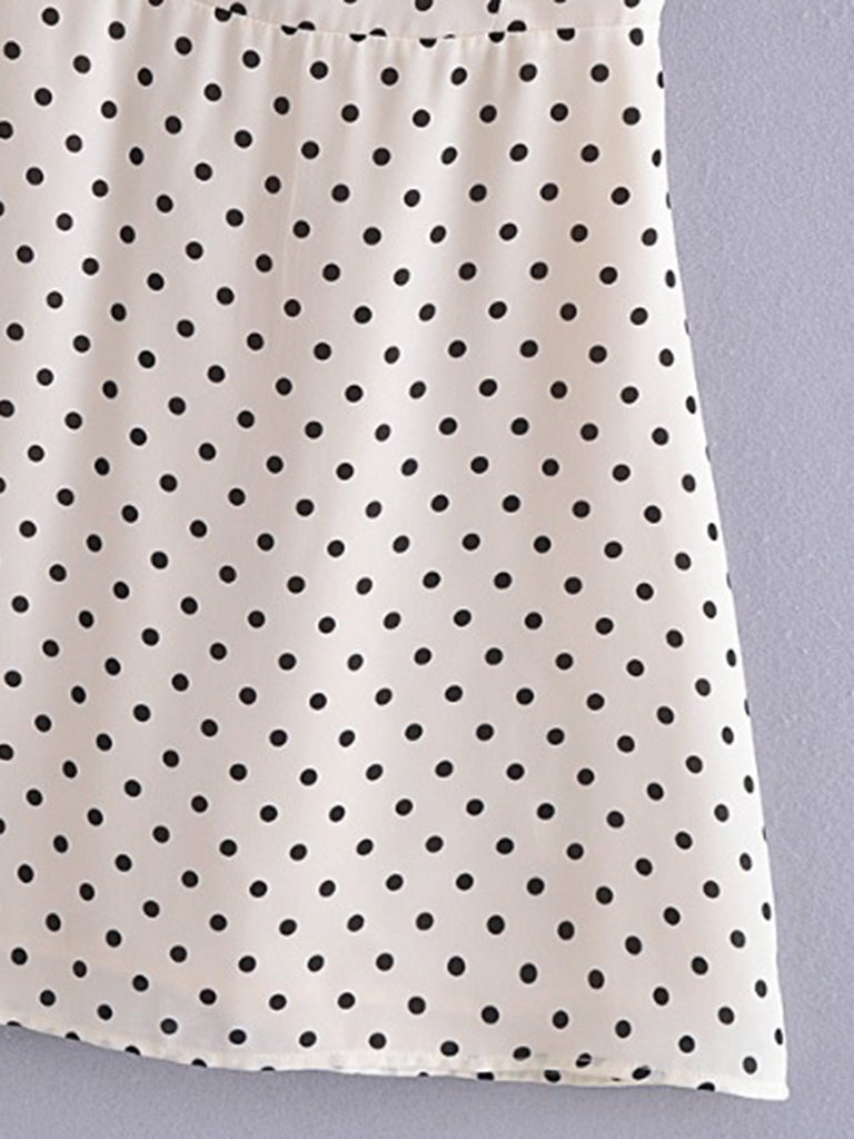 A-Line Dresses- Cami Polka Dot A-Line Mini Dress with Bustier Fit- - Pekosa Women Clothing