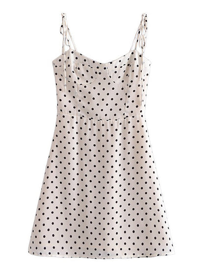 A-Line Dresses- Cami Polka Dot A-Line Mini Dress with Bustier Fit- - Pekosa Women Clothing