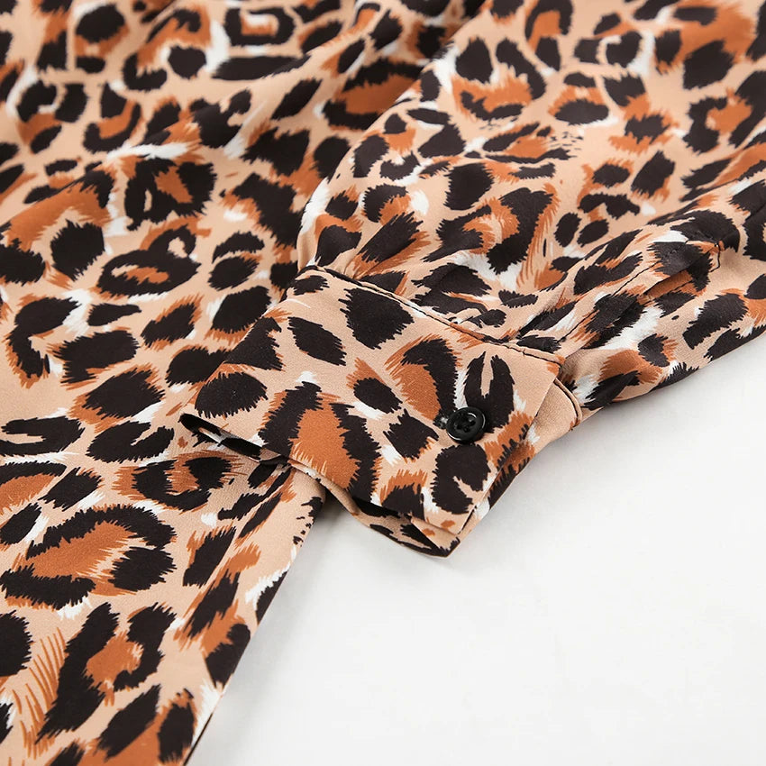 Animal Print Dresses - Leopard Print Peter Pan Dress