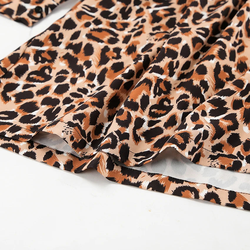 Animal Print Dresses - Leopard Print Peter Pan Dress