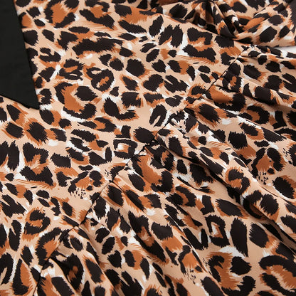 Animal Print Dresses - Leopard Print Peter Pan Dress