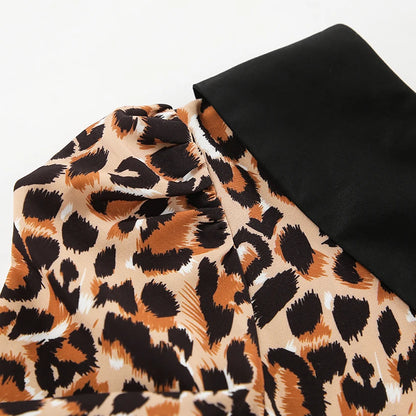 Animal Print Dresses - Leopard Print Peter Pan Dress