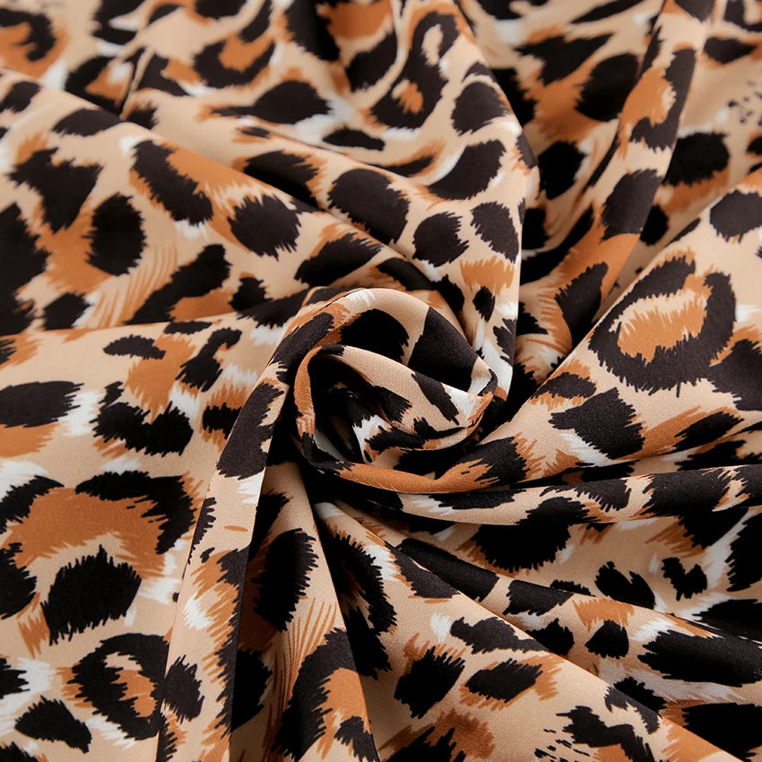 Animal Print Dresses - Leopard Print Peter Pan Dress