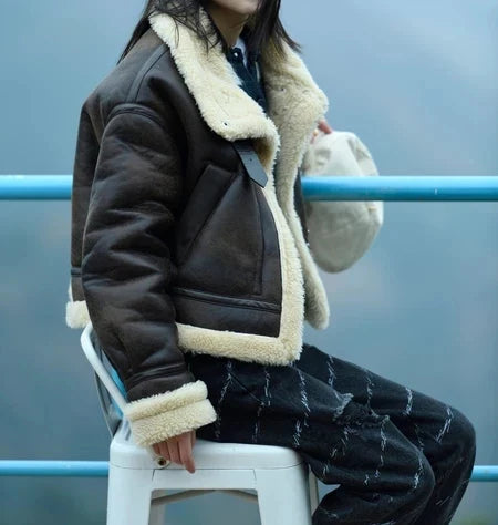 Aviator Jackets- Winterwear Women's PU Faux Leather Aviator Jacket- - Pekosa Women Fashion