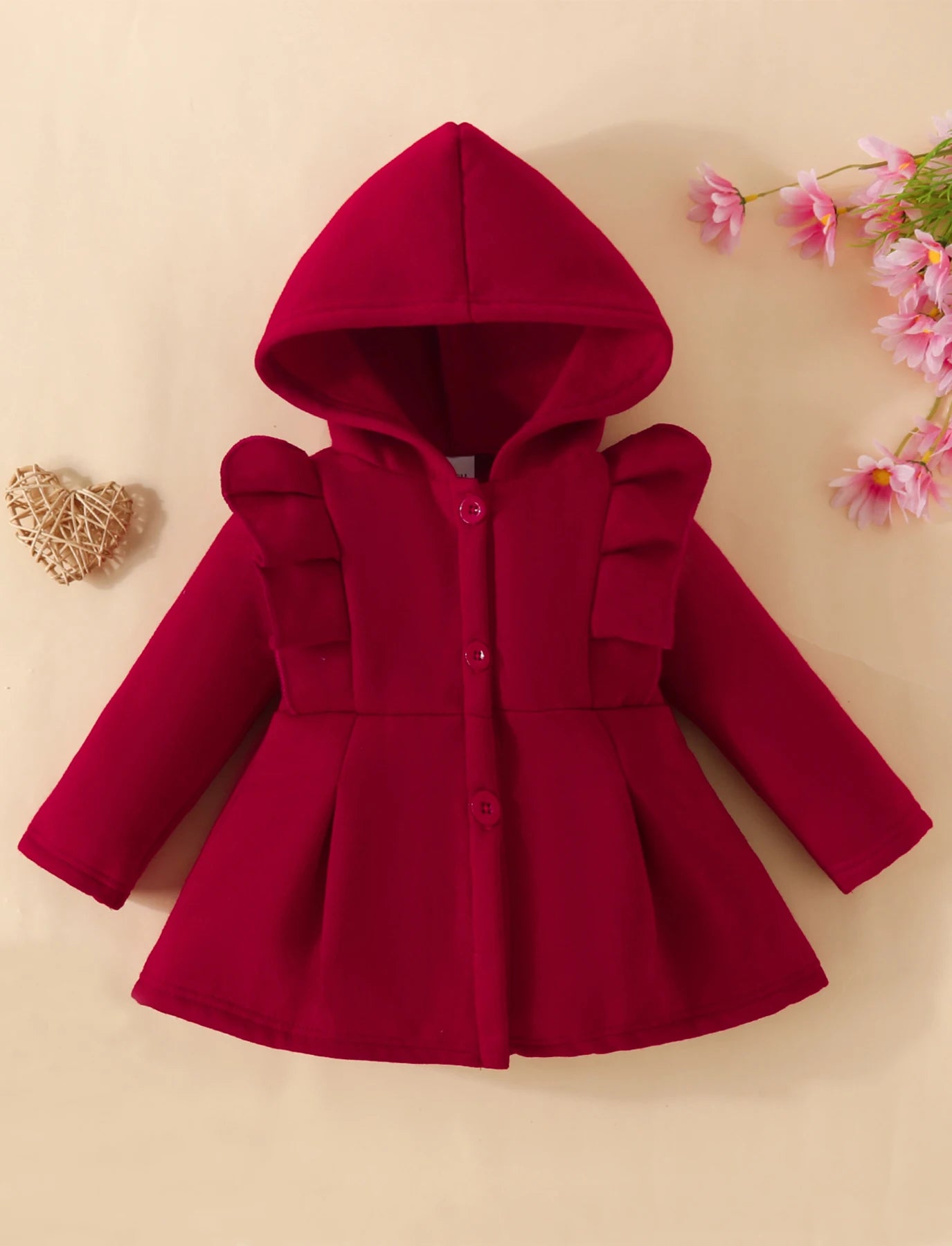 Baby Coats - Hooded Ruffle Coat Baby Girl’s Fleece Outerwear