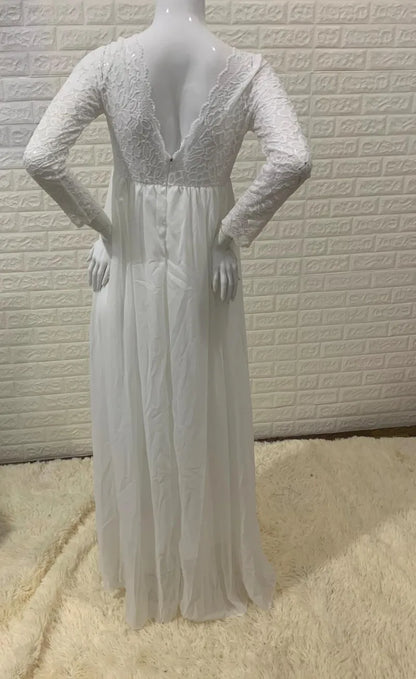 Baby Shower Dreeses- Empire Waist Lace Maternity Gown for Baby Shower