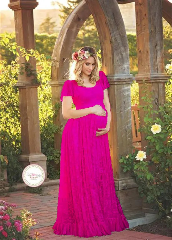 Baby Shower Dreeses- Maternity Lace Dresses for Pregnant Photo Shooting