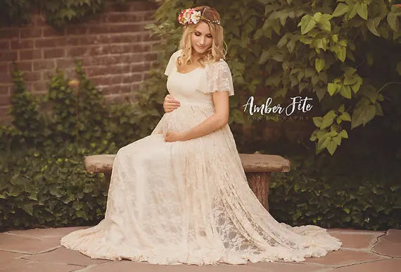 Baby Shower Dreeses- Maternity Lace Dresses for Pregnant Photo Shooting