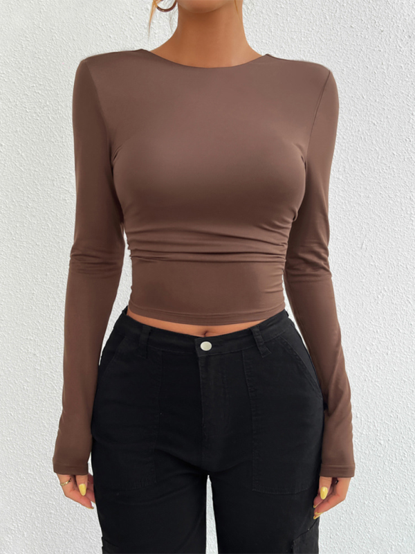 Backless Tops - Backless Long Sleeve Top for Women