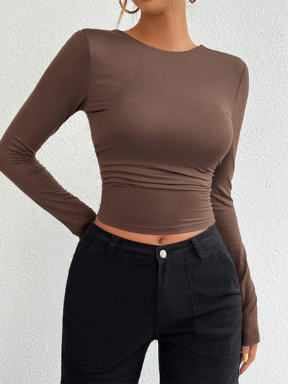 Backless Tops - Backless Long Sleeve Top for Women