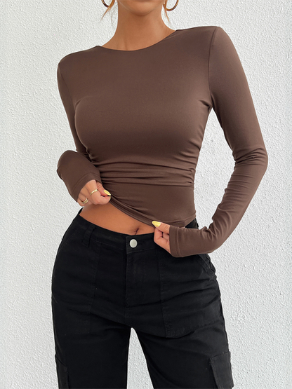 Backless Tops - Backless Long Sleeve Top for Women