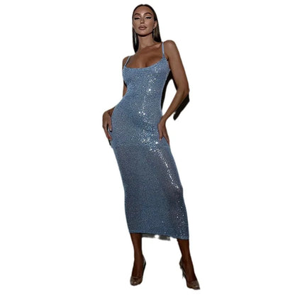 Bandage Midi Dresses - Sequin See-through Bandage Cami Midi Dress Sparkle in Style