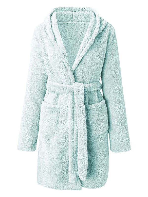 Bathrobe - Cloud-Soft Hooded Bathrobe Plush Spa Robe