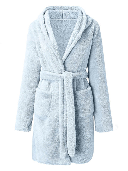 Bathrobe - Cloud-Soft Hooded Bathrobe Plush Spa Robe