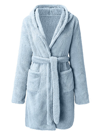 Bathrobe - Cloud-Soft Hooded Bathrobe Plush Spa Robe