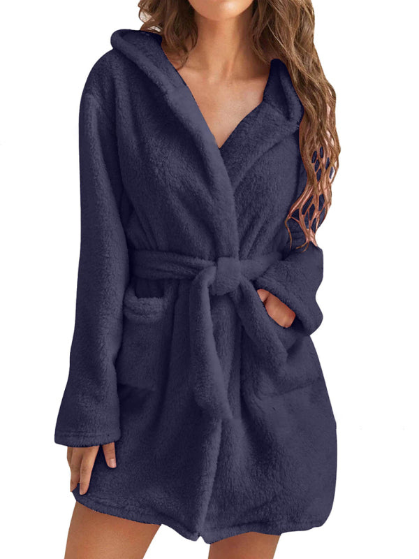 Bathrobe - Cloud-Soft Hooded Bathrobe Plush Spa Robe