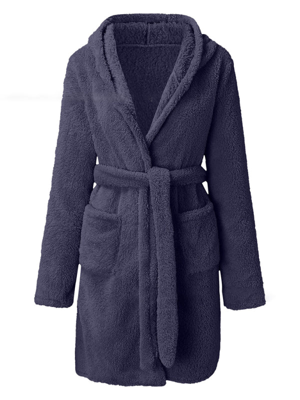 Bathrobe - Cloud-Soft Hooded Bathrobe Plush Spa Robe