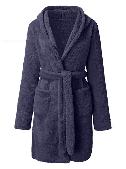 Bathrobe - Cloud-Soft Hooded Bathrobe Plush Spa Robe