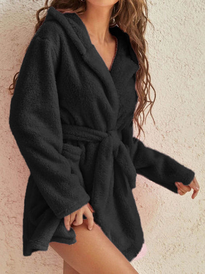 Bathrobe - Cloud-Soft Hooded Bathrobe Plush Spa Robe