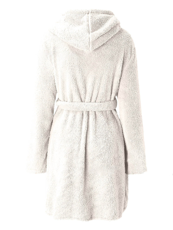 Bathrobe - Cloud-Soft Hooded Bathrobe Plush Spa Robe