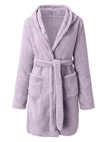 Bathrobe - Cloud-Soft Hooded Bathrobe Plush Spa Robe