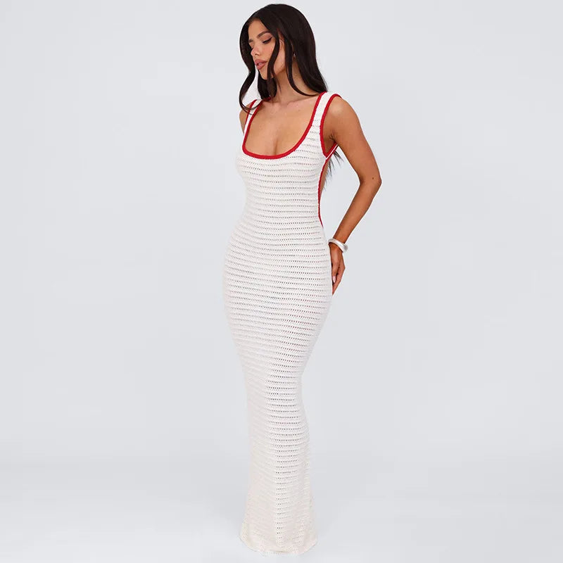 Beach Dresses - White Crochet Backless Maxi Dress – Summer Beach Vibes