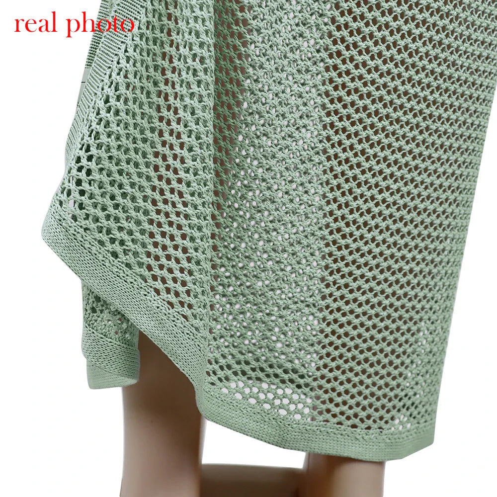 Beach Outfits- Women Wrap Knit Top & Skirt Beach Cover-Up Set- - Pekosa Women Fashion
