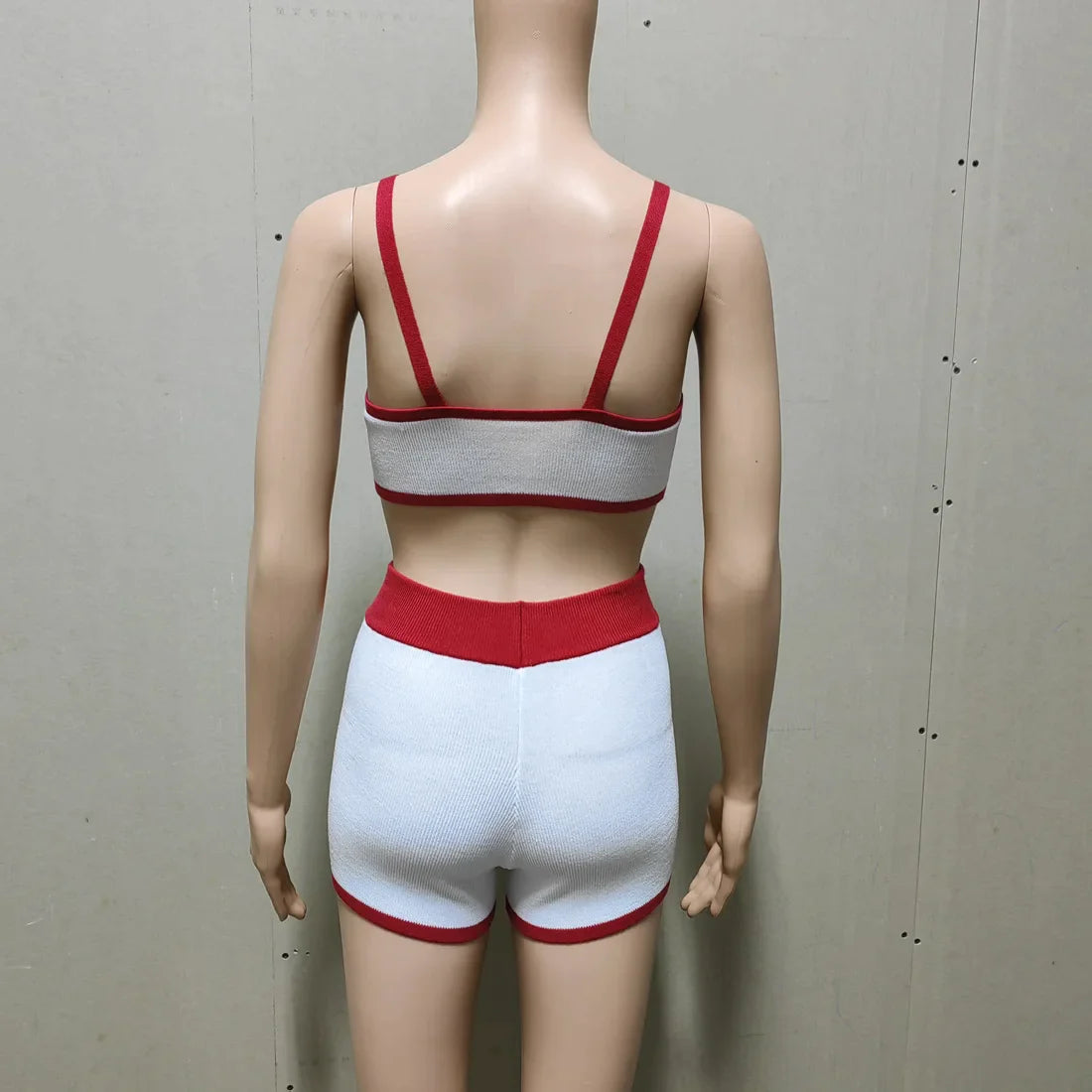 Contrast Knitting 2 Piece Beachwear - Triangle Bra & Boyshorts