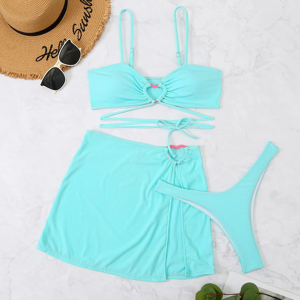 Bikini 3 Pcs Suit Set - Summer Heat Brazilian Bikini Suits with Matching Skirt