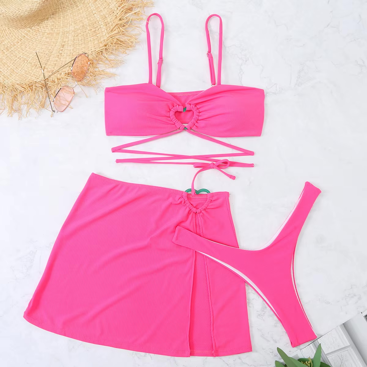 Bikini 3 Pcs Suit Set - Summer Heat Brazilian Bikini Suits with Matching Skirt