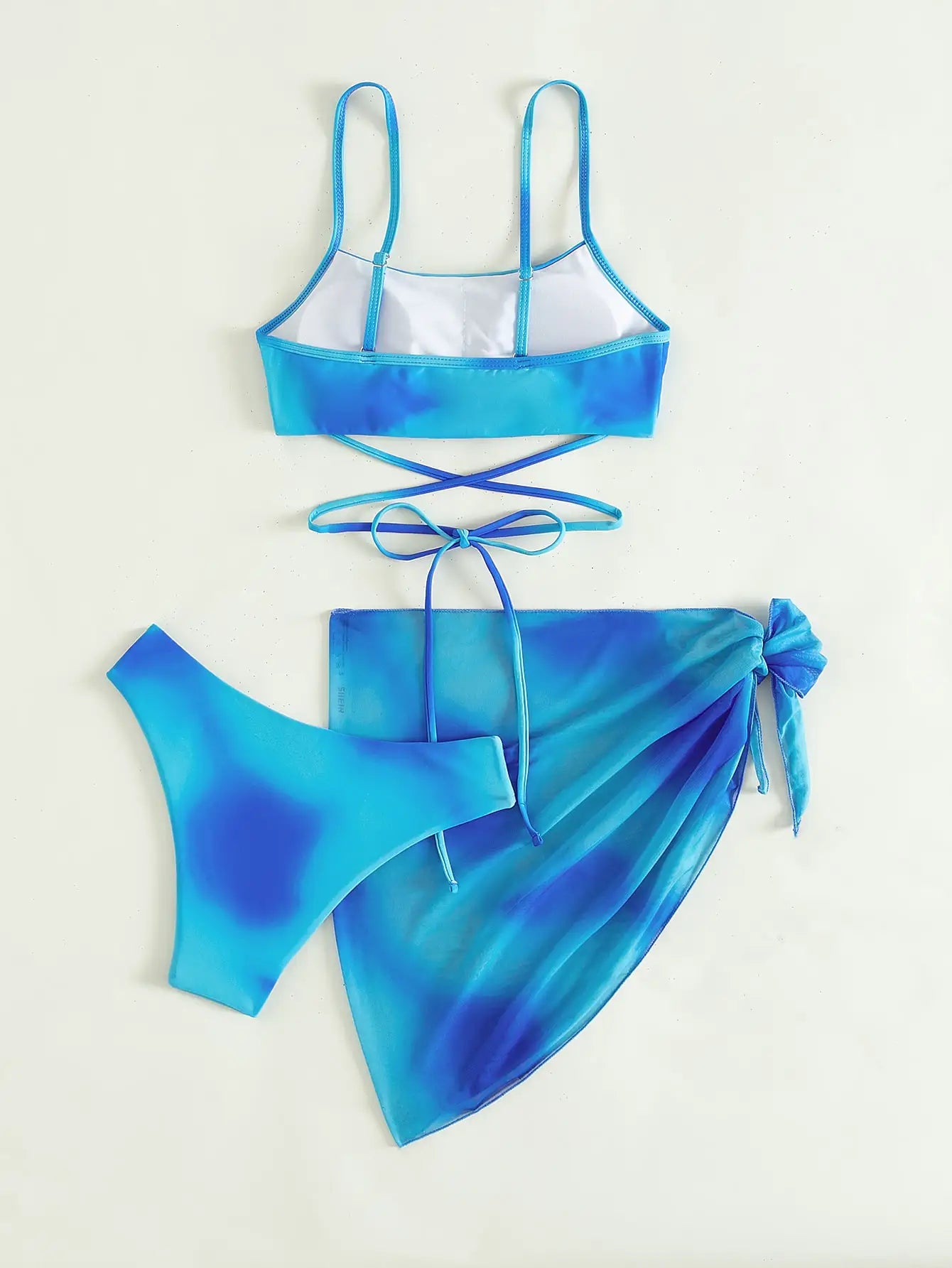 Bikini 3 Pcs Suit Set - Sunset Lace-Up 3 Pcs Swim Set