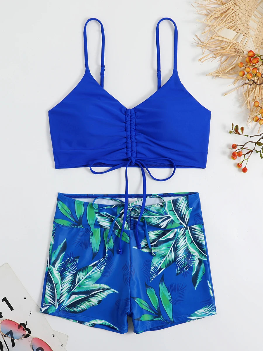 Bikini Suits - Leaf Print Beach Bikini Suit