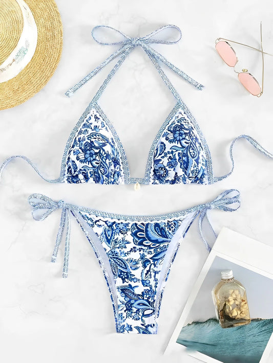 Bikini Suits - Summer Vine Halter Bikini