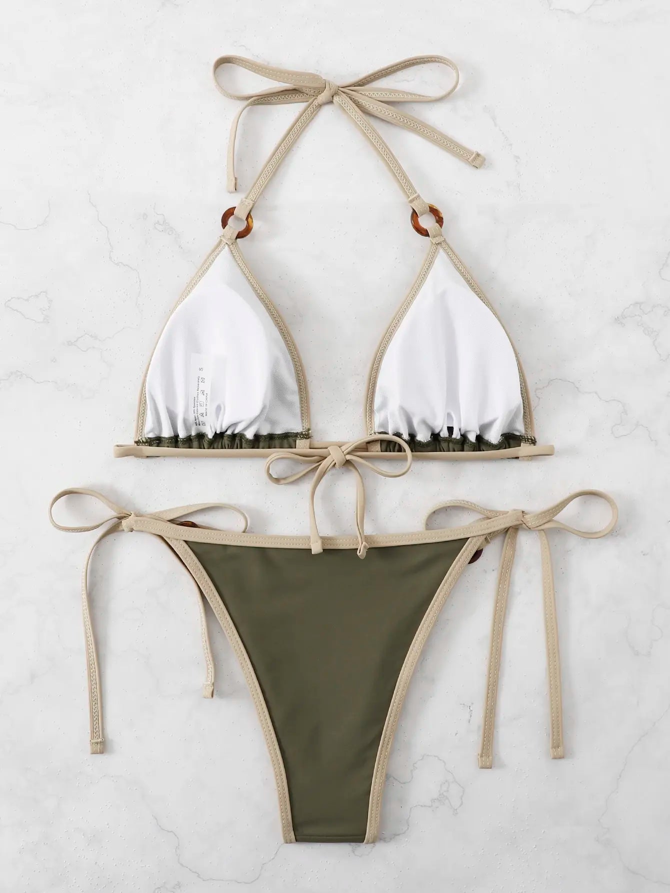 Bikini Suits - Sun Lover's Trimmed Triangle Bikini Suit