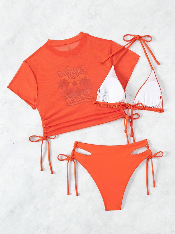 Bikinis- Beach Adventure Bikini Swim Set - Adaptable Three-Piece Beachwear- - Pekosa Women Fashion