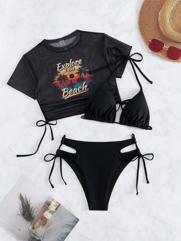 Bikinis- Beach Adventure Bikini Swim Set - Adaptable Three-Piece Beachwear- - Pekosa Women Fashion