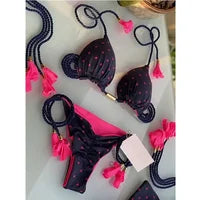 Bikinis - Cherry Print Micro Bikini 2-Piece Neon Swimsuit