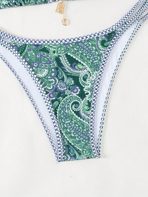 Bikinis - Paisley Swimsuit Triangle Bikini Top & Bottoms 2 Piece