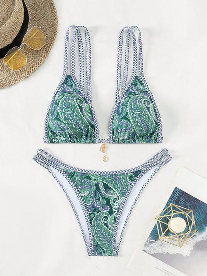 Bikinis - Paisley Swimsuit Triangle Bikini Top & Bottoms 2 Piece