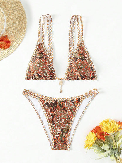 Bikinis - Paisley Swimsuit Triangle Bikini Top & Bottoms 2 Piece