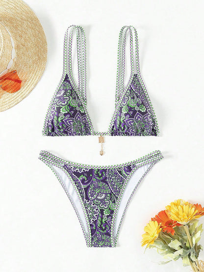 Bikinis - Paisley Swimsuit Triangle Bikini Top & Bottoms 2 Piece