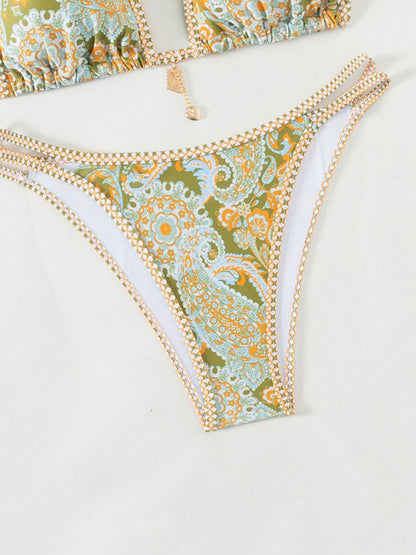 Bikinis - Paisley Swimsuit Triangle Bikini Top & Bottoms 2 Piece