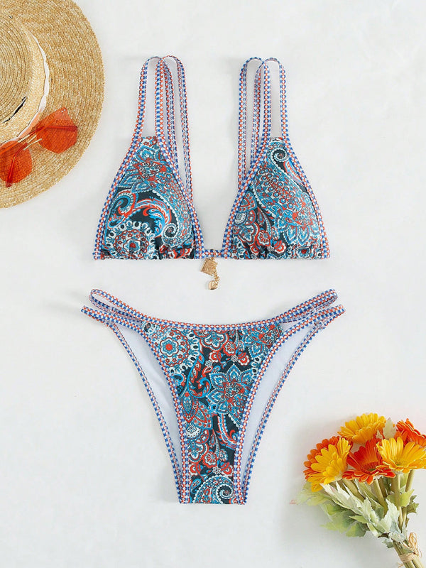 Bikinis - Paisley Swimsuit Triangle Bikini Top & Bottoms 2 Piece