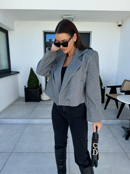 Blazers - Cropped Tweed Blazer for Every Occasion